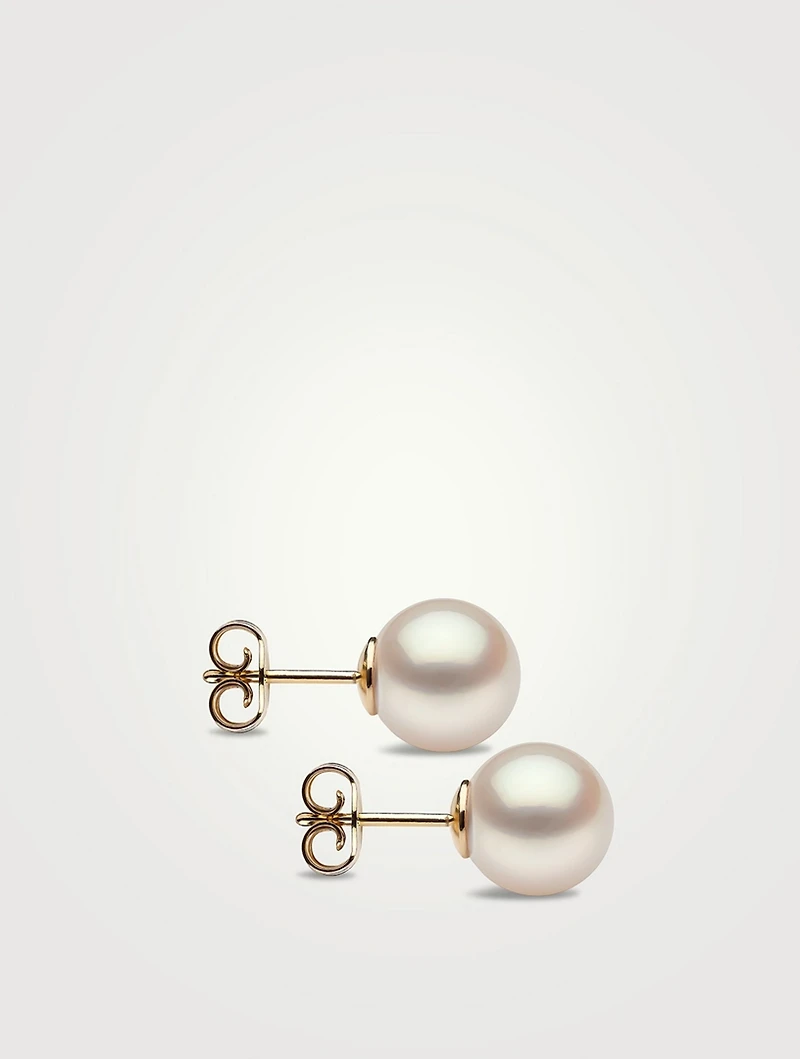 18K Yellow Gold Pearl Stud Earrings