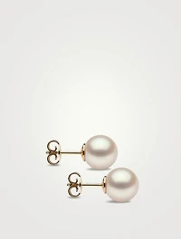 18K Yellow Gold Pearl Stud Earrings