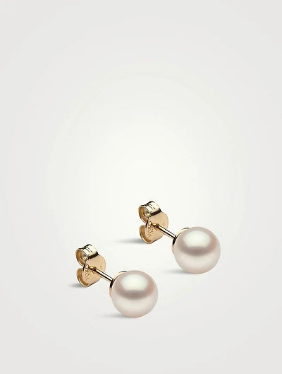 Small 18K Yellow Gold Pearl Stud Earrings