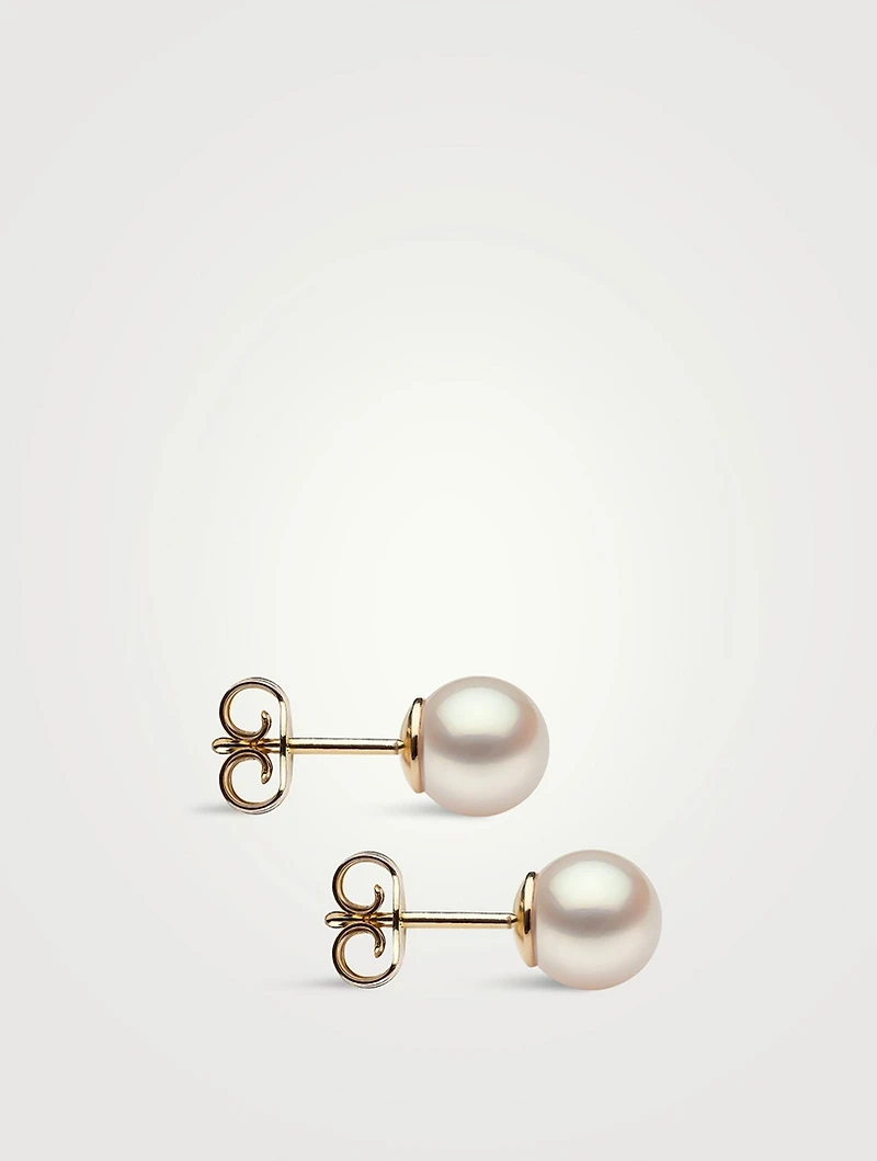 Small 18K Yellow Gold Pearl Stud Earrings
