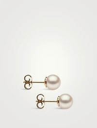 Small 18K Yellow Gold Pearl Stud Earrings