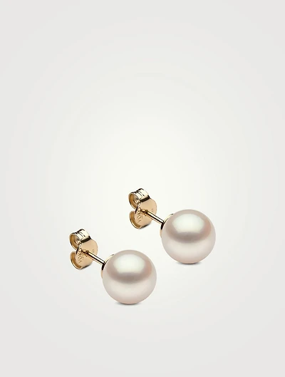 Medium 18K Yellow Gold Pearl Stud Earrings