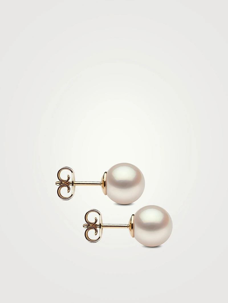 Medium 18K Yellow Gold Pearl Stud Earrings