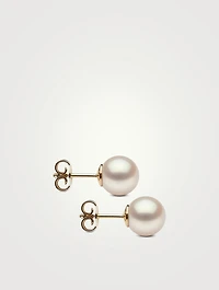Medium 18K Yellow Gold Pearl Stud Earrings