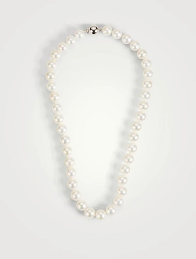 18K White Gold Large Pearl Strand Necklace