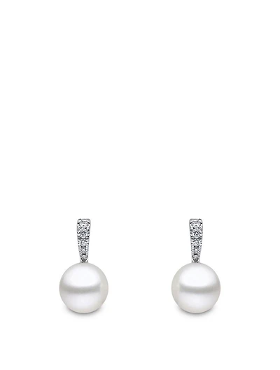 18K White Gold Pearl And Diamond Earrings