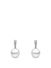 18K White Gold Pearl And Diamond Earrings