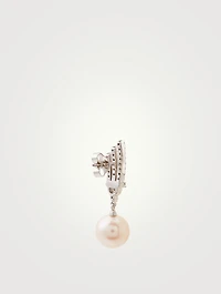 18K White Gold Pearl And Diamond Drop Earrings