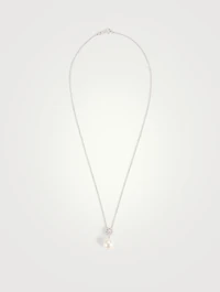 18K White Gold Necklace With Pearl And Diamond Pendant