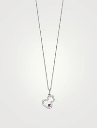 Petite Wulu 18K White Gold Necklace With Diamonds And Ruby