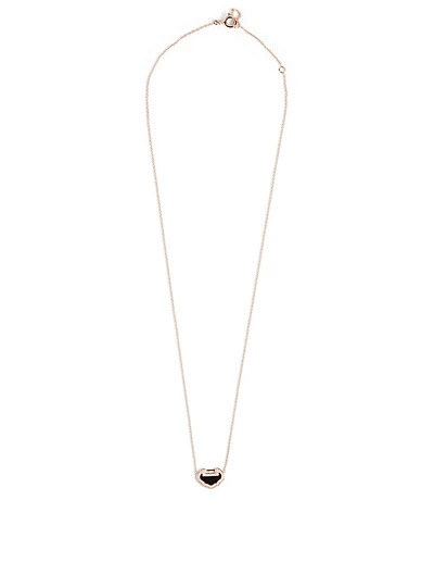 Yu Yi 18K Rose Gold Pendant Necklace With Diamonds And Onyx