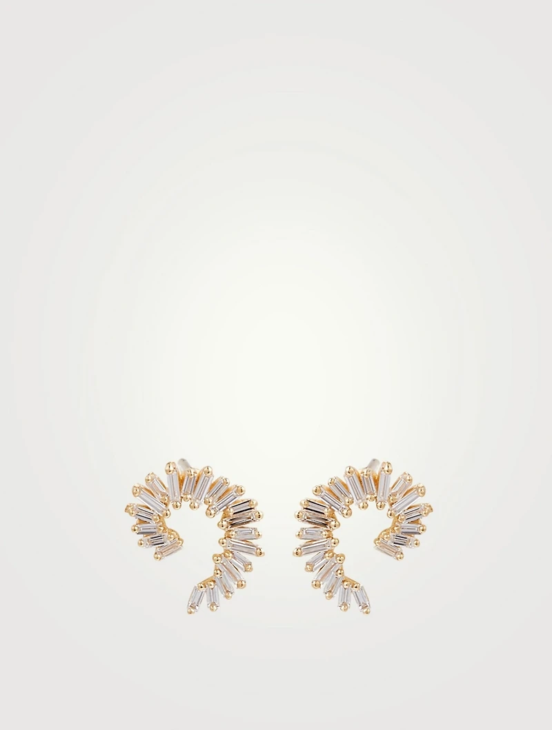 Fireworks 18K Gold Spiral Earrings With Diamonds