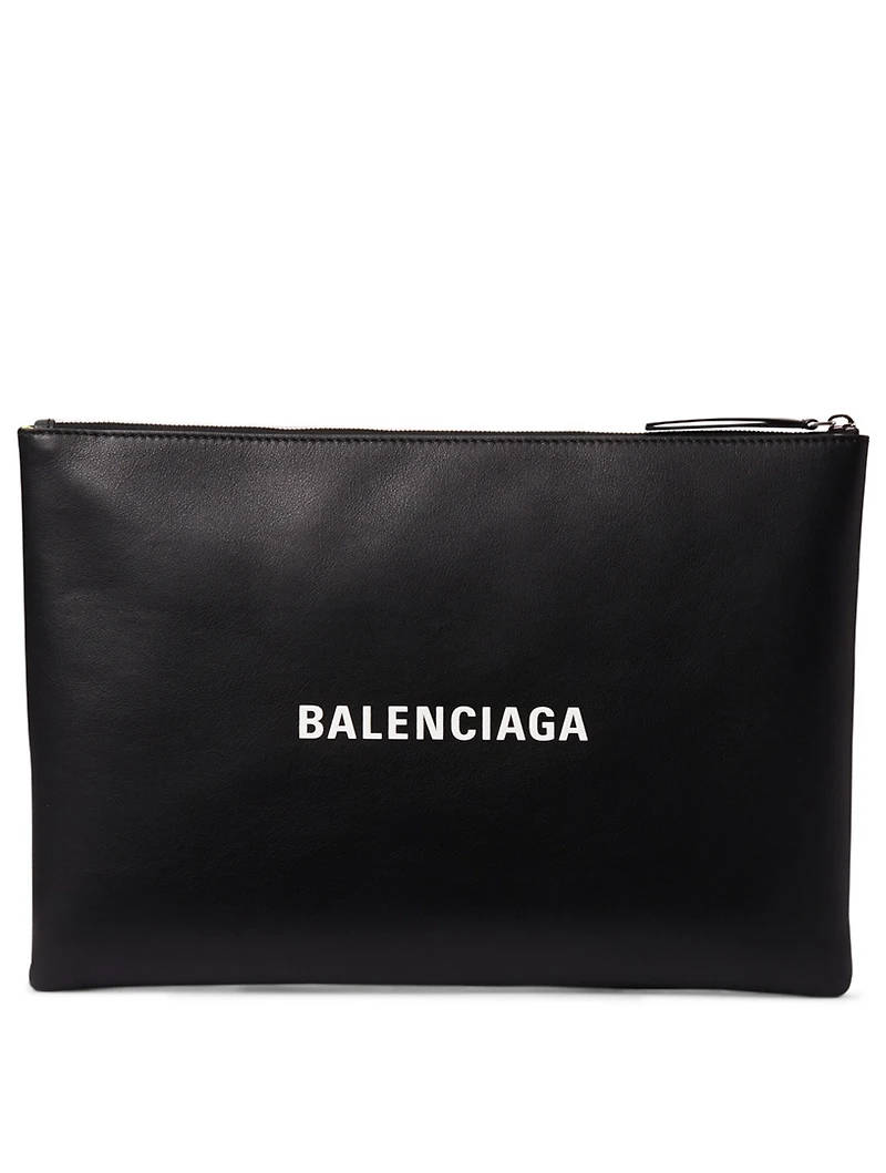 Two-Tone Leather Pouch With Logo
