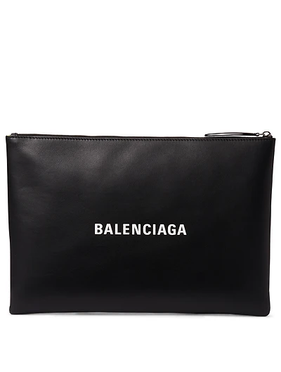 Two-Tone Leather Pouch With Logo