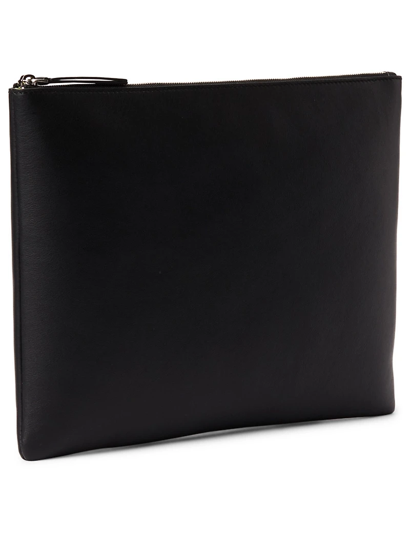 Two-Tone Leather Pouch With Logo