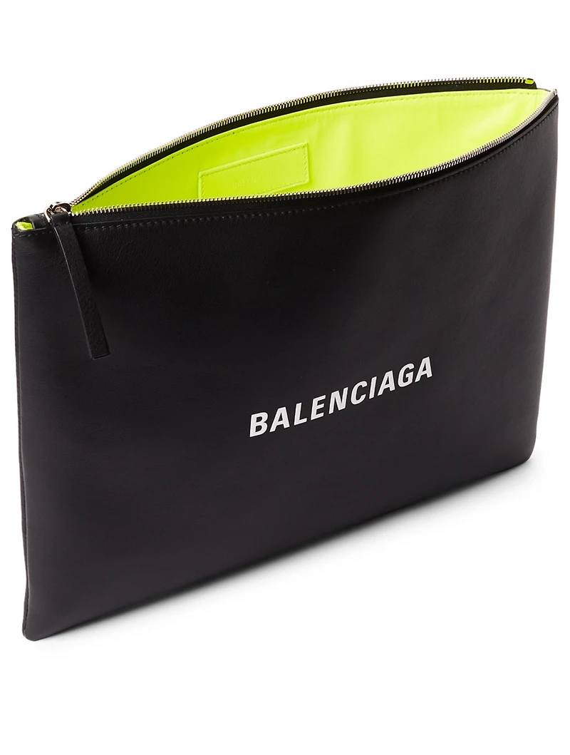 Two-Tone Leather Pouch With Logo