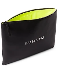 Two-Tone Leather Pouch With Logo
