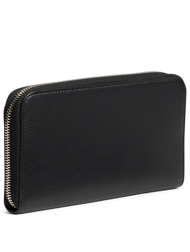 Two-Tone Leather Continental Wallet With Logo