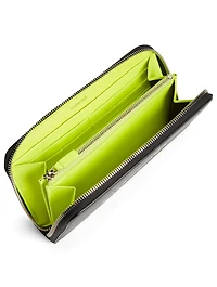 Two-Tone Leather Continental Wallet With Logo