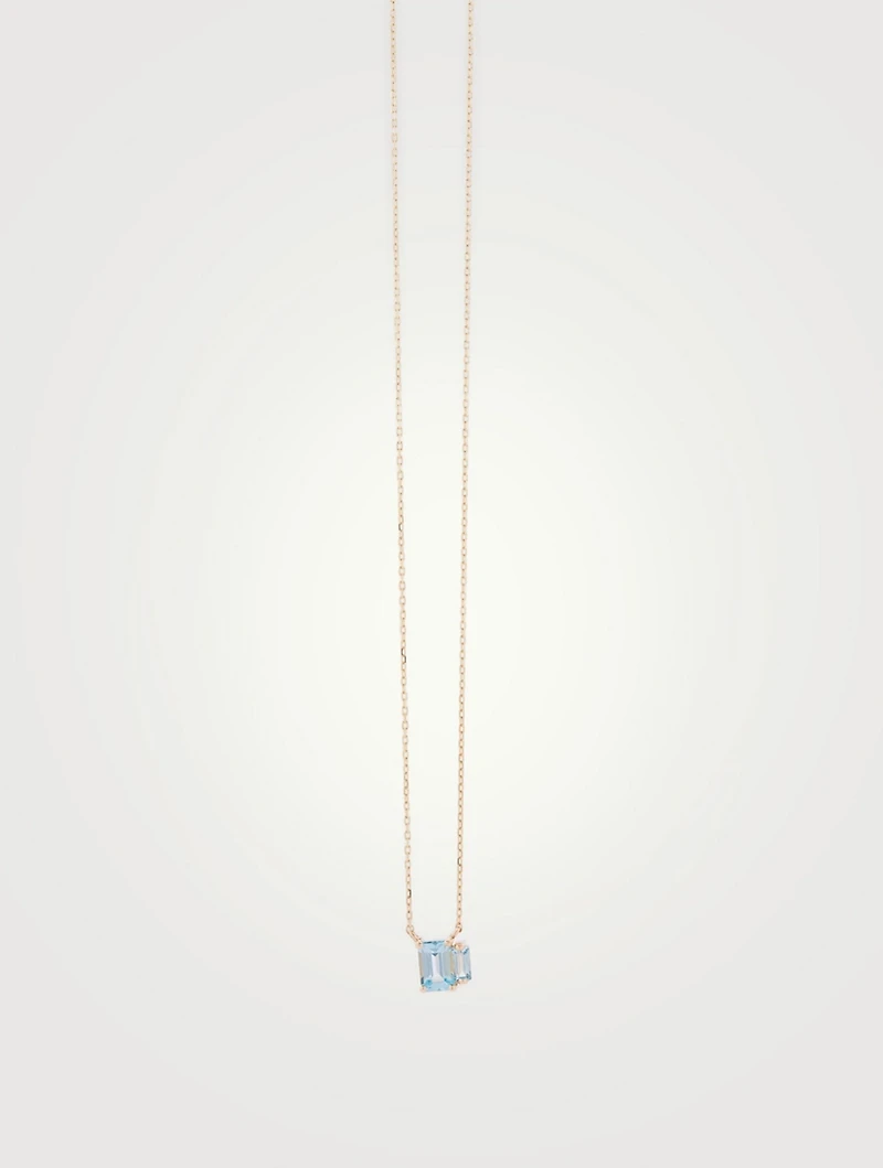 14K Gold Amalfi Pendant Necklace With Blue Topaz