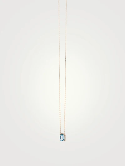 14K Gold Amalfi Pendant Necklace With Blue Topaz And Pavé Diamonds