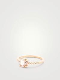 14K Gold Amalfi Ring With Morganite Topaz And Pavé Diamonds