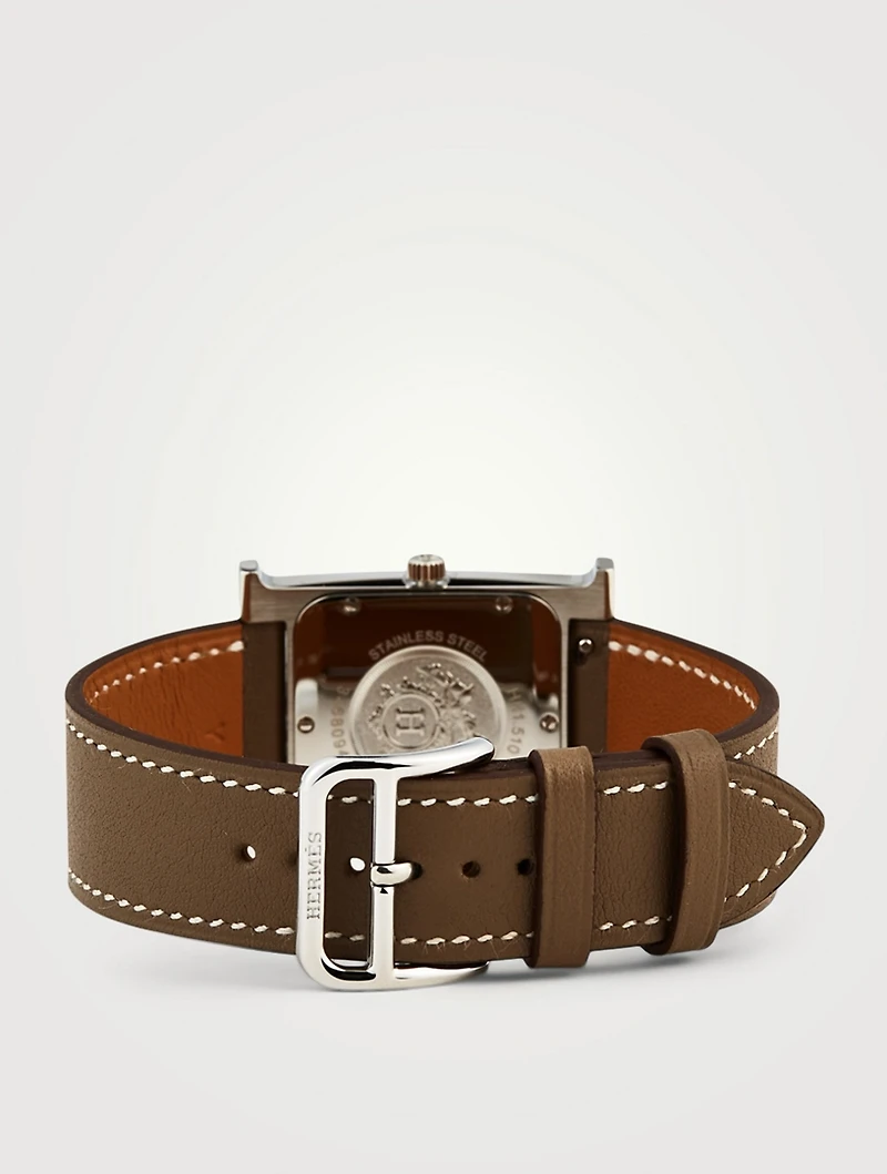 Heure H Leather Strap Watch, 26 x 26mm