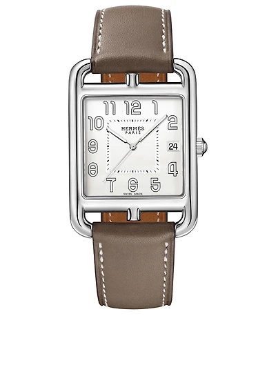 Very Large Cape Cod Stainless Steel Leather Strap Watch