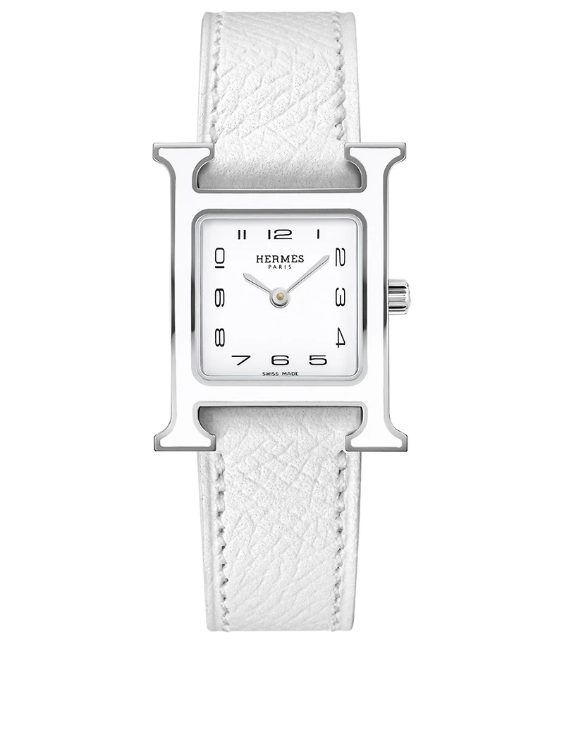 Heure H PM Leather Strap Watch, 21 x 21mm