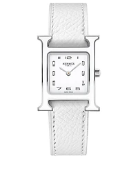 Heure H PM Leather Strap Watch, 21 x 21mm