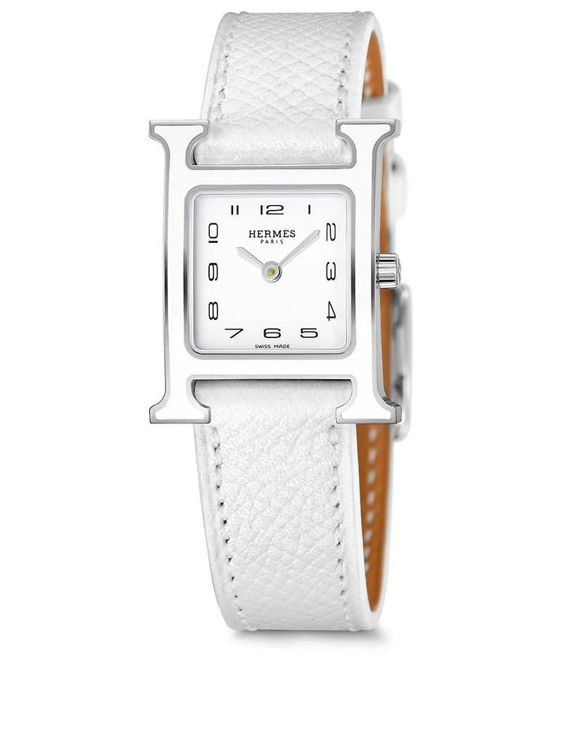 Heure H PM Leather Strap Watch, 21 x 21mm