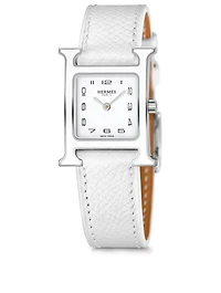 Heure H PM Leather Strap Watch, 21 x 21mm