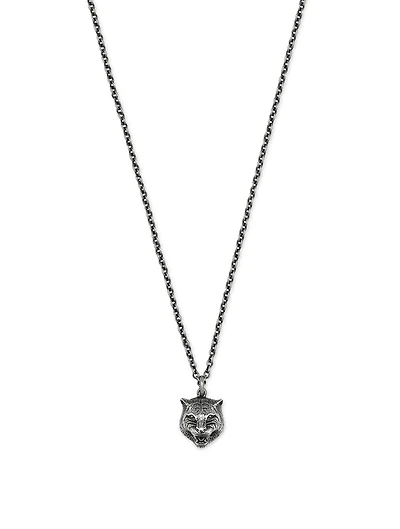Sterling Silver Feline Pendant Necklace
