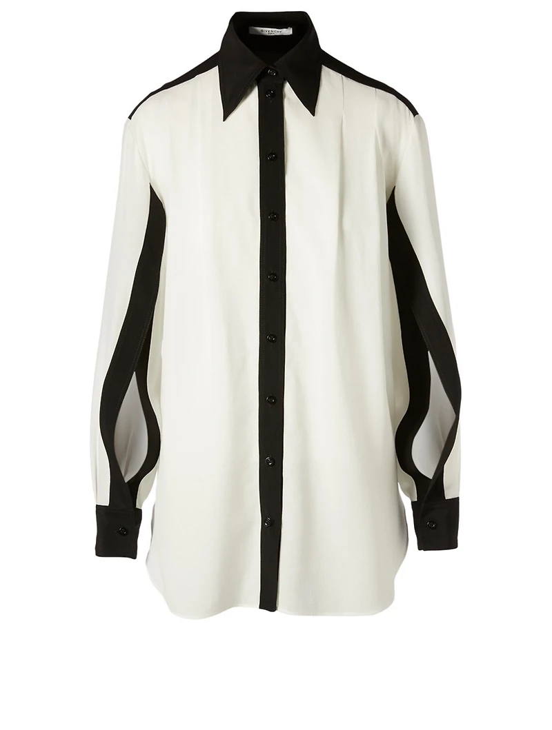 Two-Tone Silk Shirt With Open Sleeves