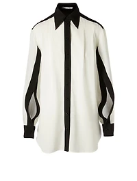 Two-Tone Silk Shirt With Open Sleeves