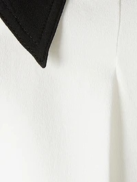 Two-Tone Silk Shirt With Open Sleeves
