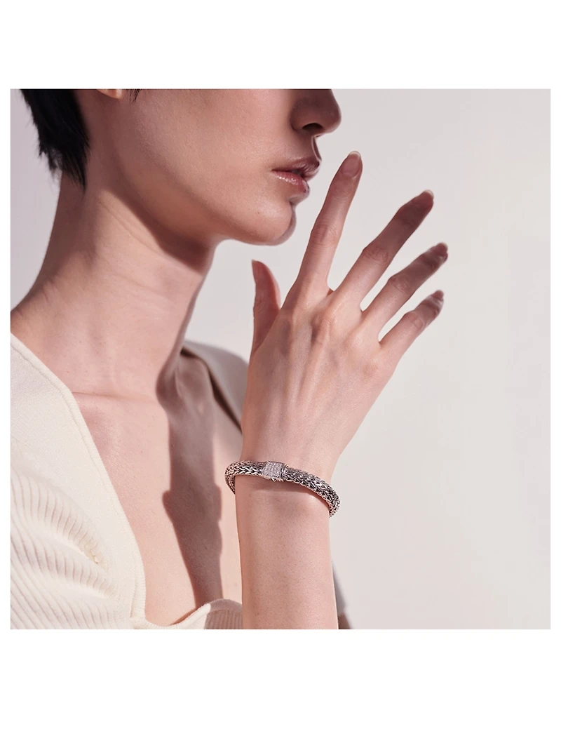 Diamond Pavé And Sterling Silver Classic Chain Bracelet