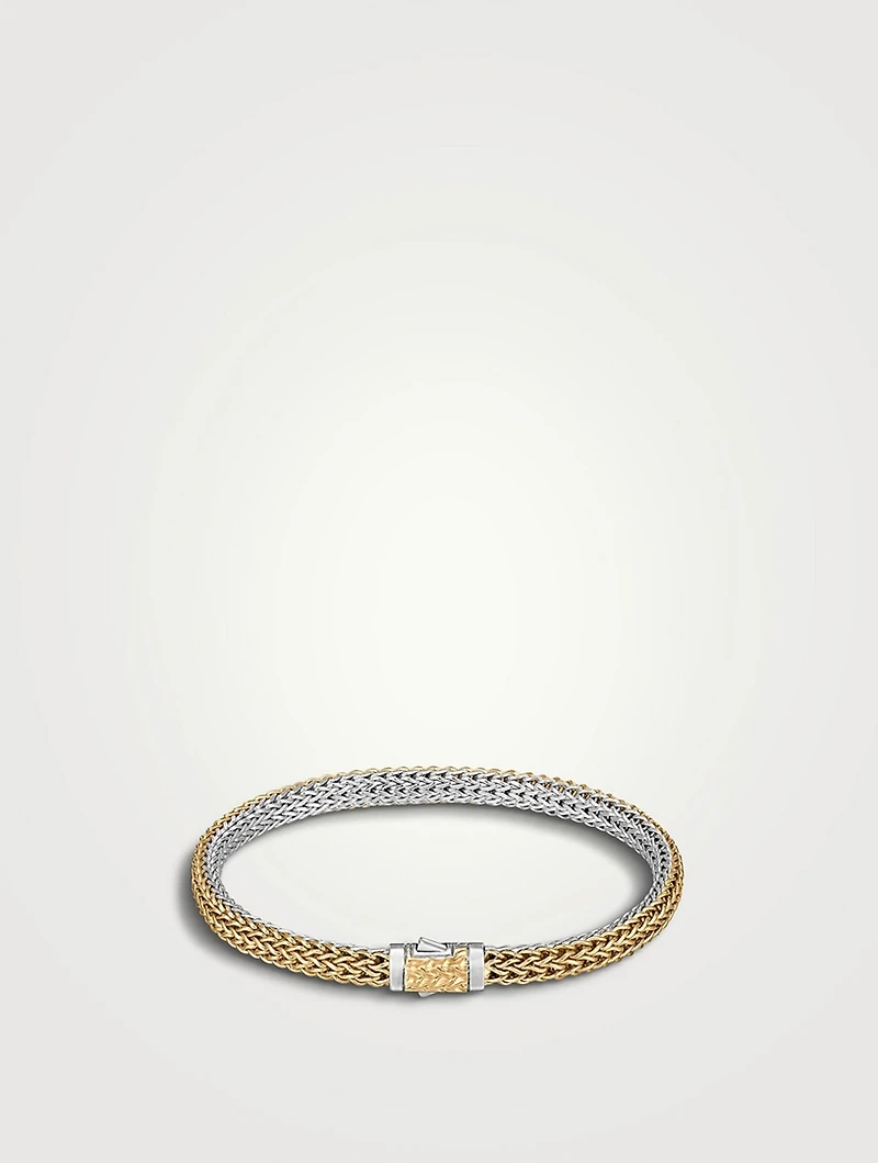 Sterling Silver And Gold Classic Chain Reversible Icon Bracelet