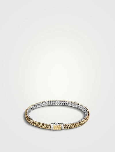 Sterling Silver And Gold Classic Chain Reversible Icon Bracelet