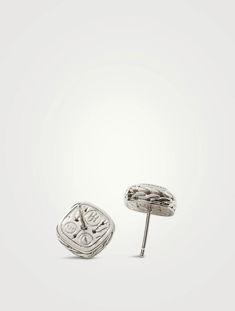 Carved Chain Pavé Stud Earrings