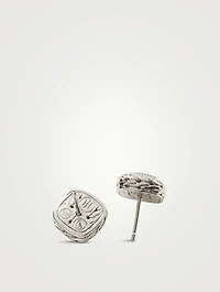 Carved Chain Pavé Stud Earrings