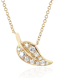 Mini 14K Gold Leaf Necklace With Diamonds