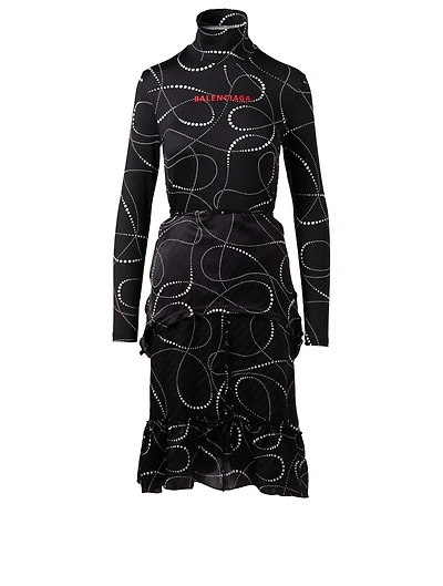 Printed Turtleneck Dress