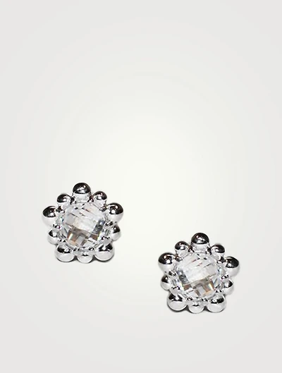Micro Dew Drop Sterling Silver Stud Earrings With Topaz