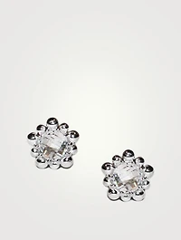 Micro Dew Drop Sterling Silver Stud Earrings With Topaz