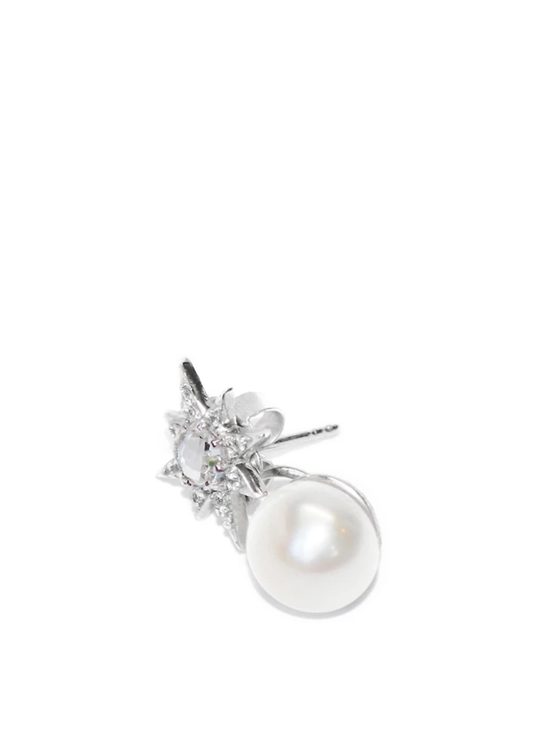 Aztec Sterling Silver Starburst Pearl Ear Jackets With Topaz And White Sapphire