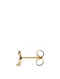 Aztec 14K Gold Moon Crescent Stud Earrings With Diamonds