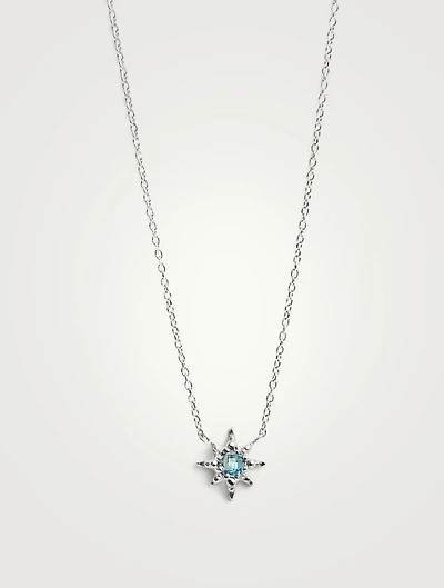 Micro Aztec Silver Starburst Necklace With Blue Topaz