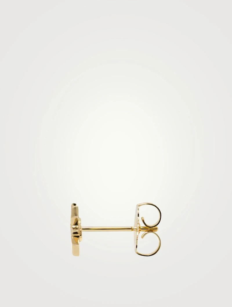 Micro Aztec 14K Gold North Star Stud Earrings With Diamonds