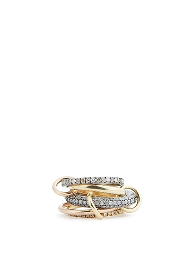 Leo 18K Gold And Sterling Silver Stacked Ring With Diamonds
